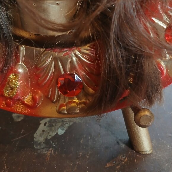 OOAK Vintage Mounted Doll Head, Creepy Doll Head, Doll Head Art, Mixed Media - Picture 6 of 11